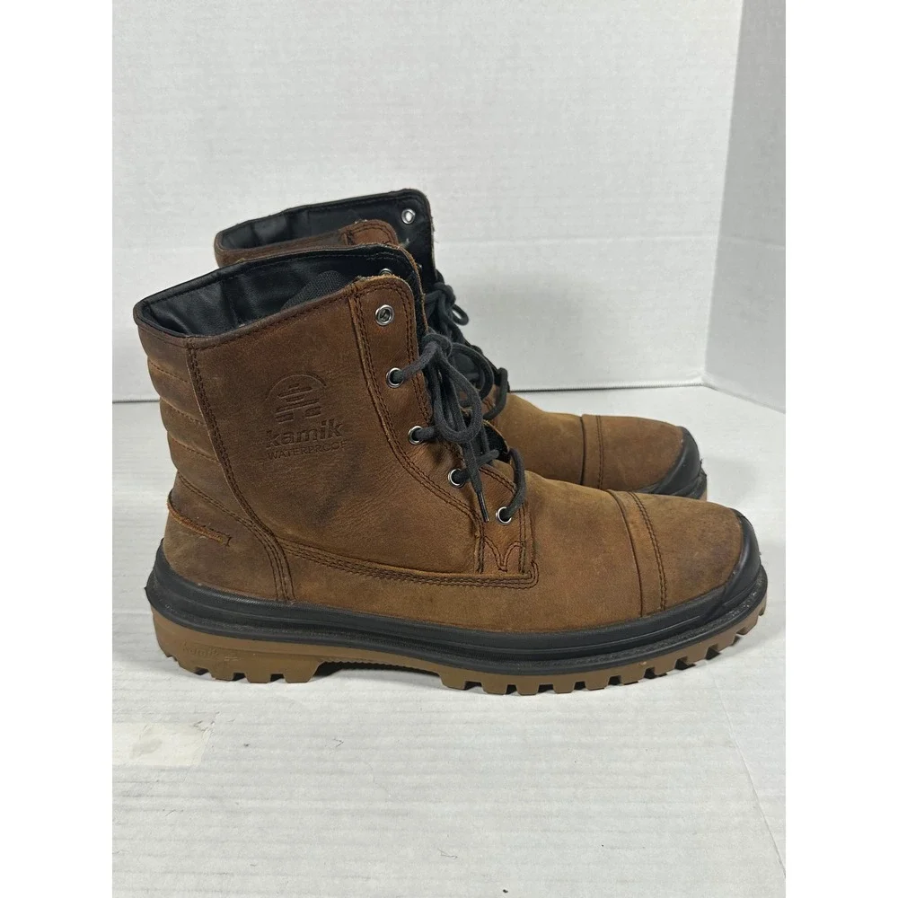 Kamik Griffon Mens 13 Brown Leather Waterproof Thinsulate Winter Boots CAYWK0598